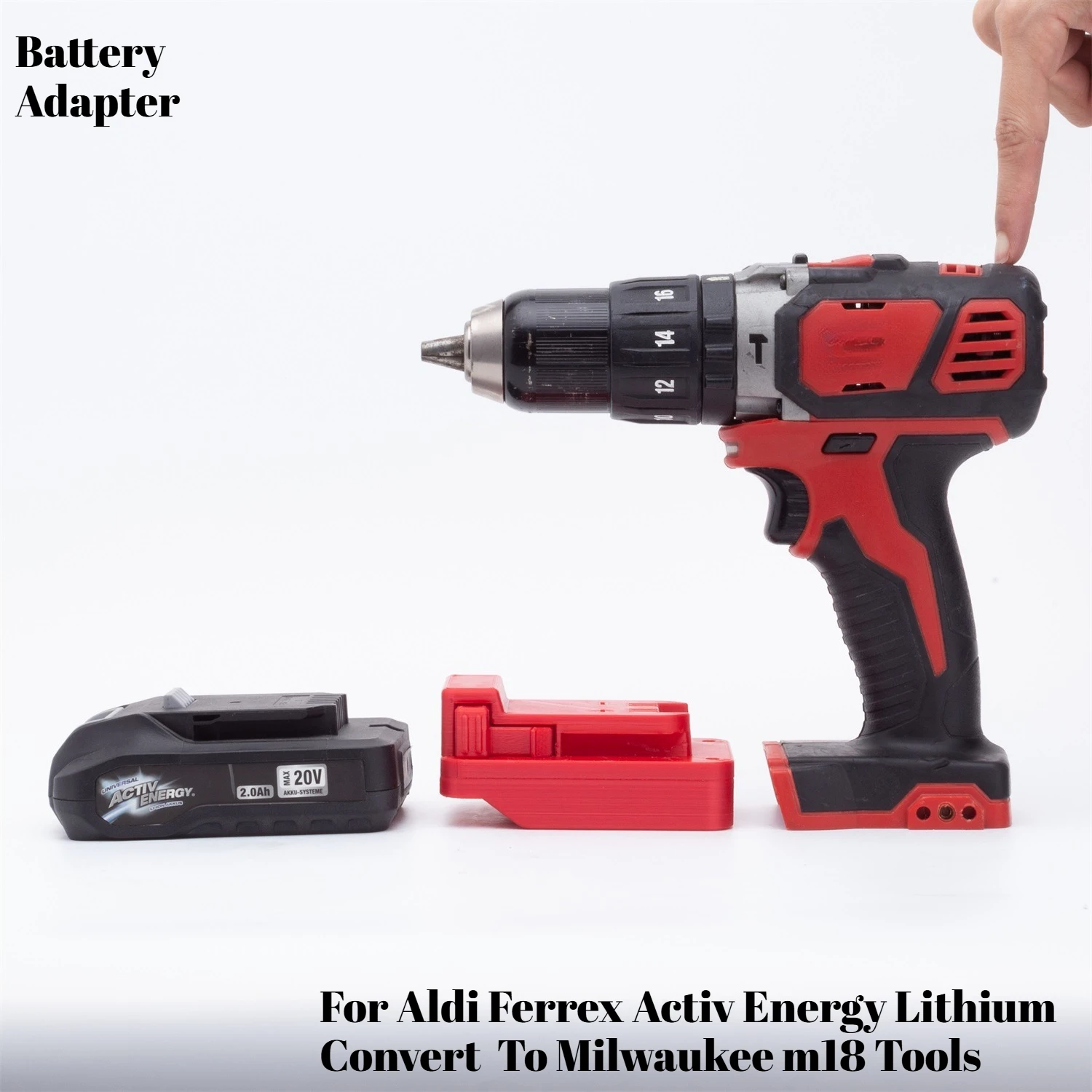 Battery Adapter Converter For Aldi Ferrex Activ Energy Lithium Convert  To Milwaukee m18 Tools(Not Battery and Tools)