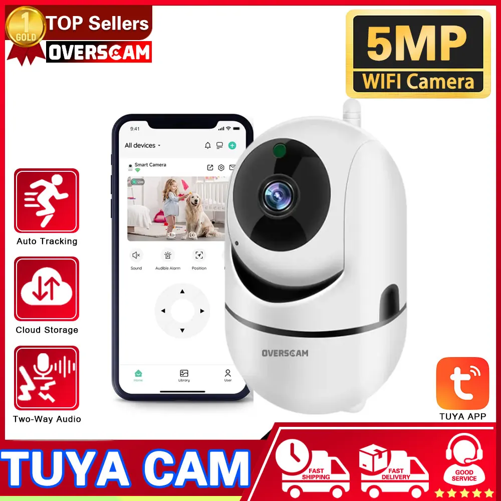 

TUYA Smart Life Home Mini Baby Monitor Two-Way Audio Monitor With 5MP Ultra HD Two Way Talk CCTV WiFi PT Camera 360° PTZ Control