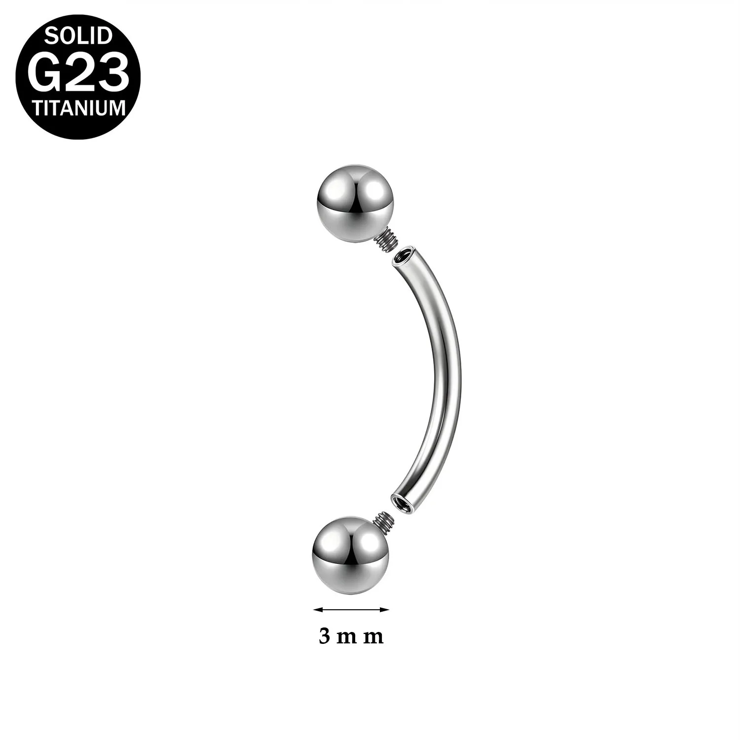 G23 Titanium Eyebrow Ring with Internal Thread for Piercing