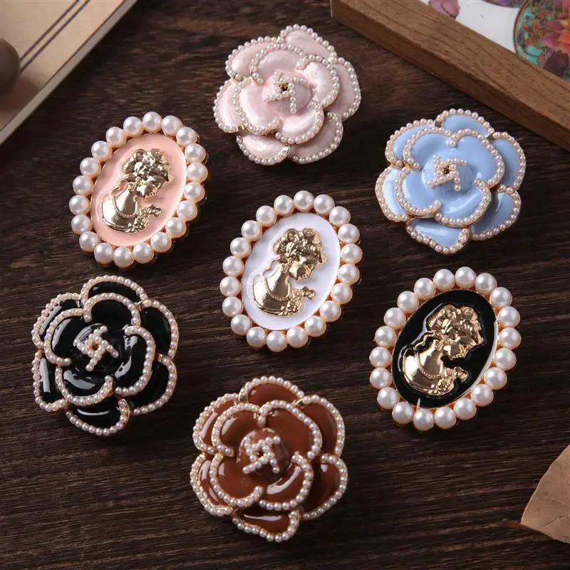 1 Pc Camellia Beauty Series Vintage Pearl Flower Metal Clip Creative DIY Journal Material Stationery