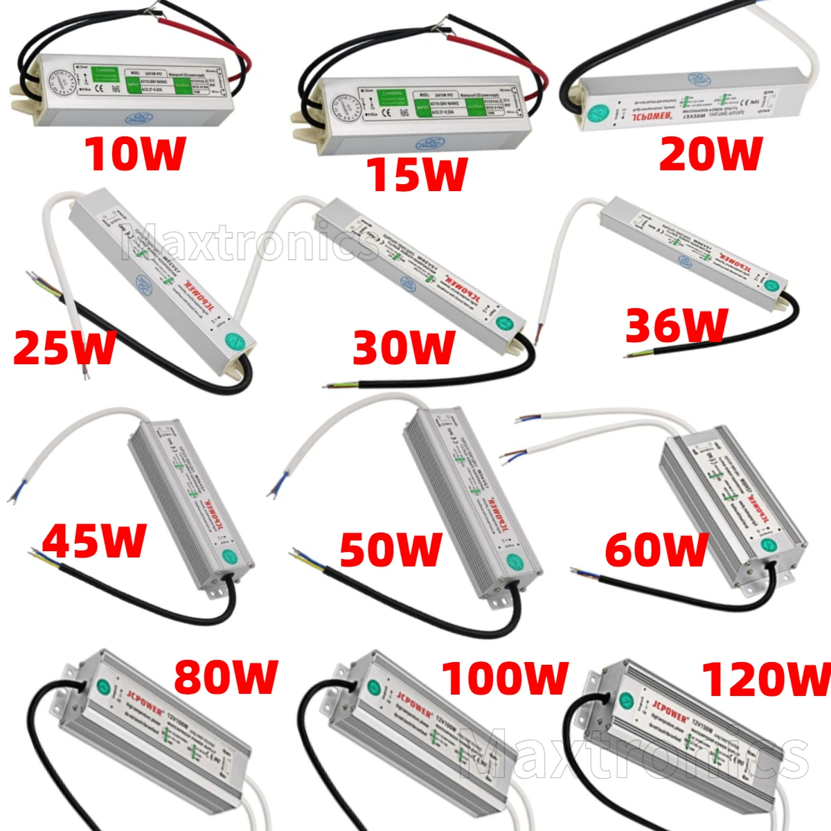 Novo driver de led à prova d'água ac110v 220v para dc12v/24v ip67 10w 20w 30w 50w 60w 100w 150w para uso externo fonte de adaptador de alimentação led