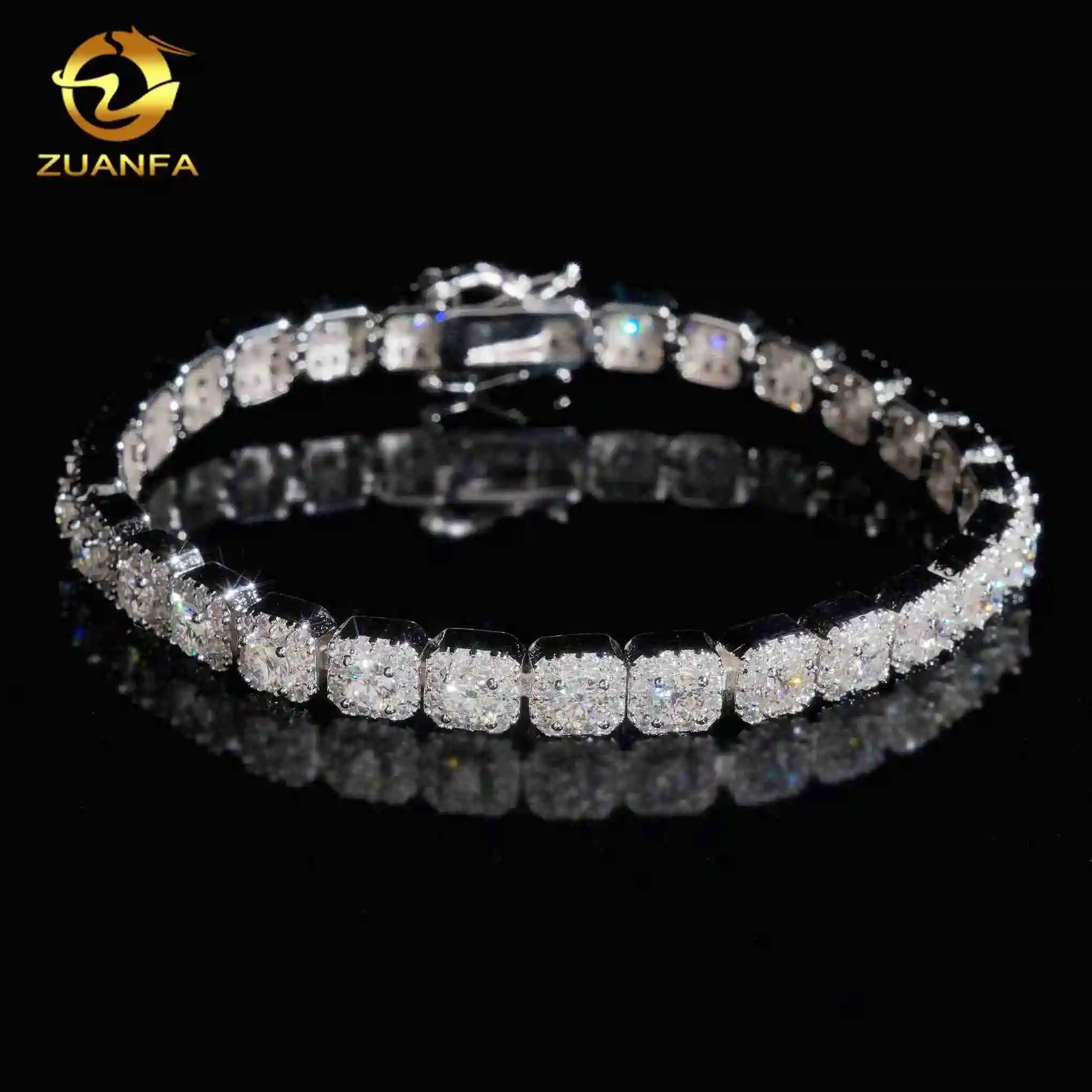 Sparkling Custom Cluster Bracelets 18k Gold Plated Silver VVS Gra Certified Moissanite Lab Diamonds Iced Out Men Bracelet..