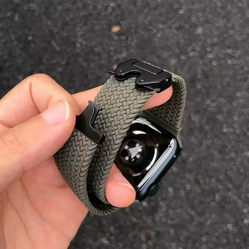 Soft Woven Nylon Strap With Parachute Buckle For Apple Watch Series 11 10 9 8 7 6 5 SE Ultra Fits 49-38mm Comfort Durable Unisex
