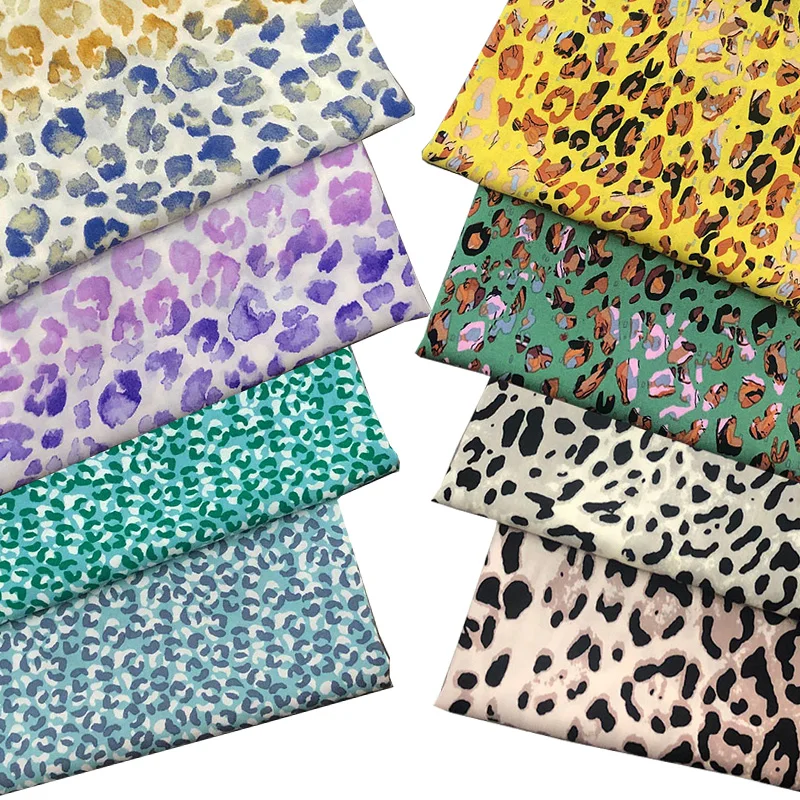 SUPER DEALS! Leopard print1 meter X 1.45 meter Soft Dress Fabric Rayon Viscose Cotton Material Patchwork 180g/m