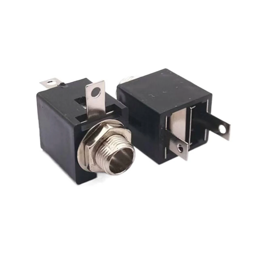 

10PCS Vertical 3Pin 6.35mm Microphone Female Audio Socket Jack Zinc Alloy Mono Female Plug Connector for Audio Equipment