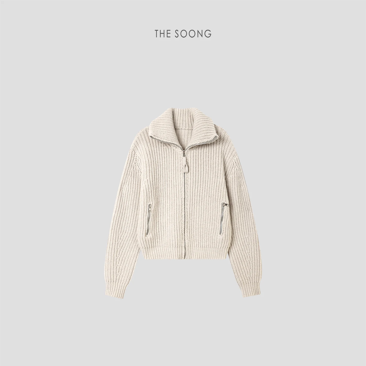 

Thesong Heavyweight Woven Artistic Vintage Collared Sweater Jaet 8066 Warm Knitted Long Sve Winter Outerwear for Women