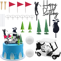 15Pcs Golf Theme Cake Toppers - Mini Golf Cart, Flag, Ball & Tree Decor for Golf Birthday, Party Supplies
