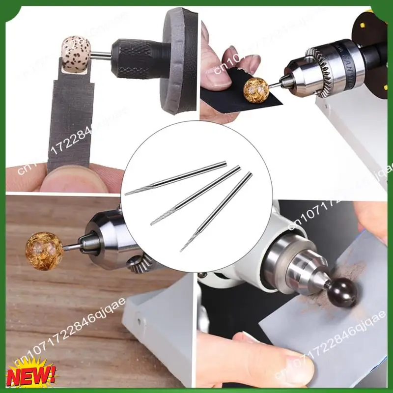 A48I 3 قطعة مجموعة قضيب تلميع الخرز الصلب ، ملحق مثقاب أسطواني مع إبرة عمود ثابت لصناعة الخرز