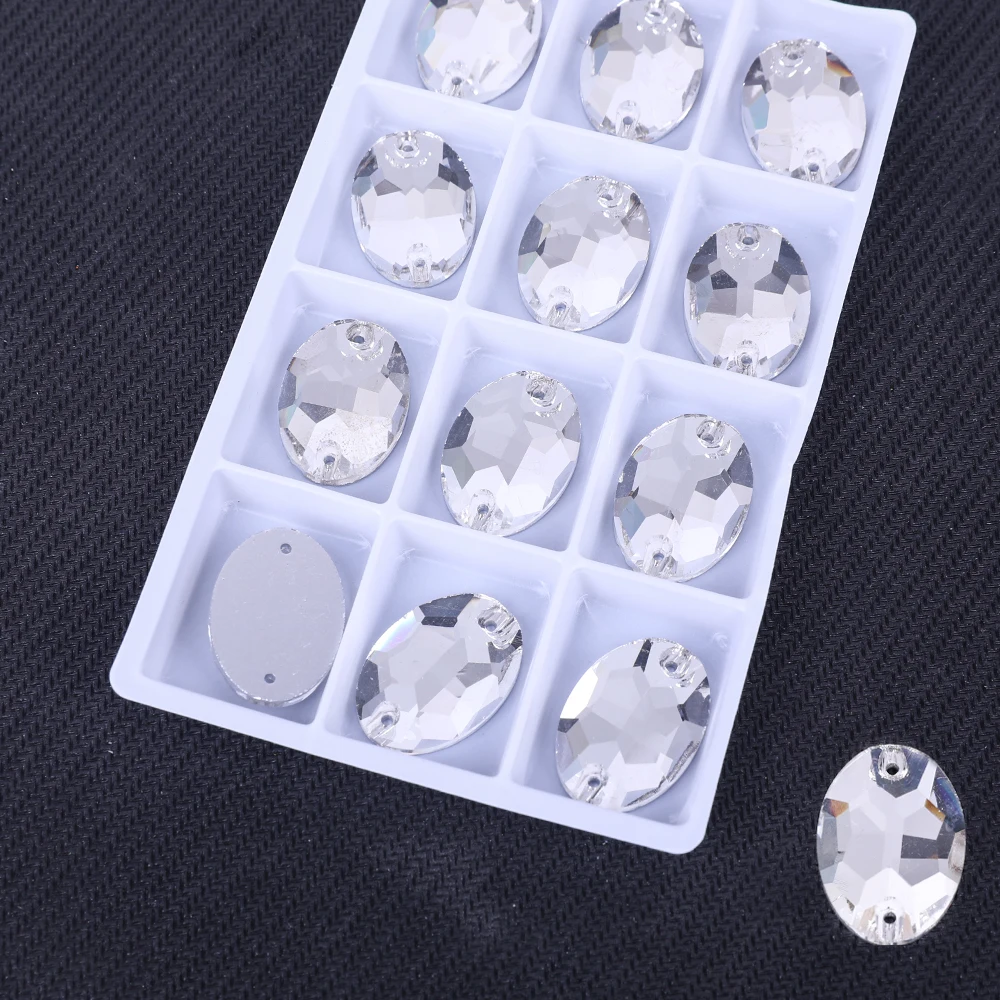 All Size Glass Crystal Oval Sew on stone Crystal clear Color 7*10mm,10*14,11*16,13*18,17*24mm sewing jewelry beads dress making
