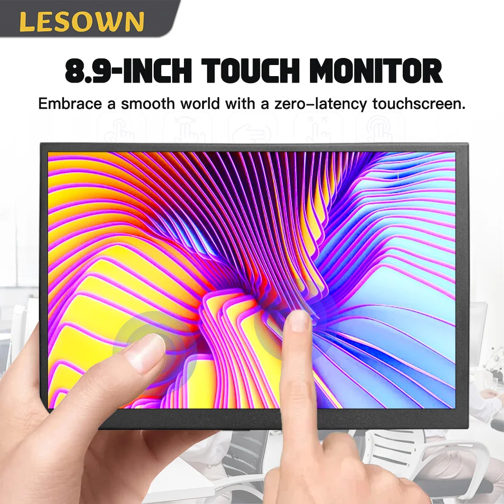 LESOWN 8,9 10,1 Zoll Mini-Display 1920 x 1200 IPS Externer Monitor LCD Tragbarer USB-Sekundenbildschirm für Telefon Laptop Arbeit Gaming