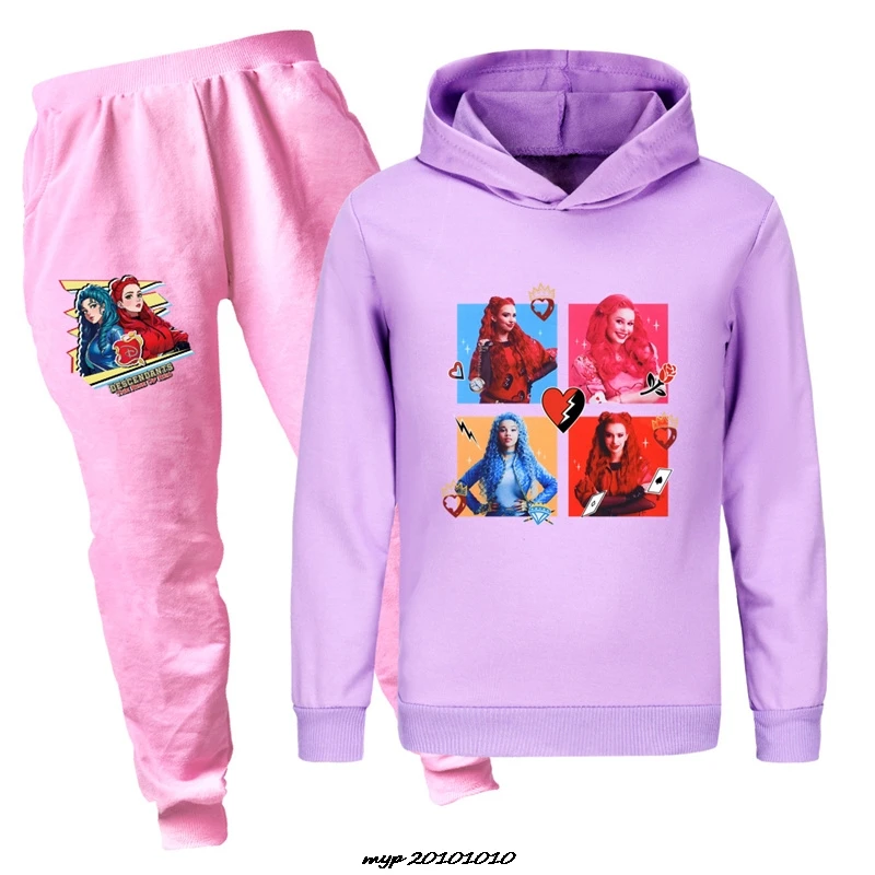 

New Descendants 4 Fashion Kawaii Cosplay Hoodies Pants 2 Pcs Set Kids Tracksuit Boys Jogging Suits Toddler Girls Sportswear