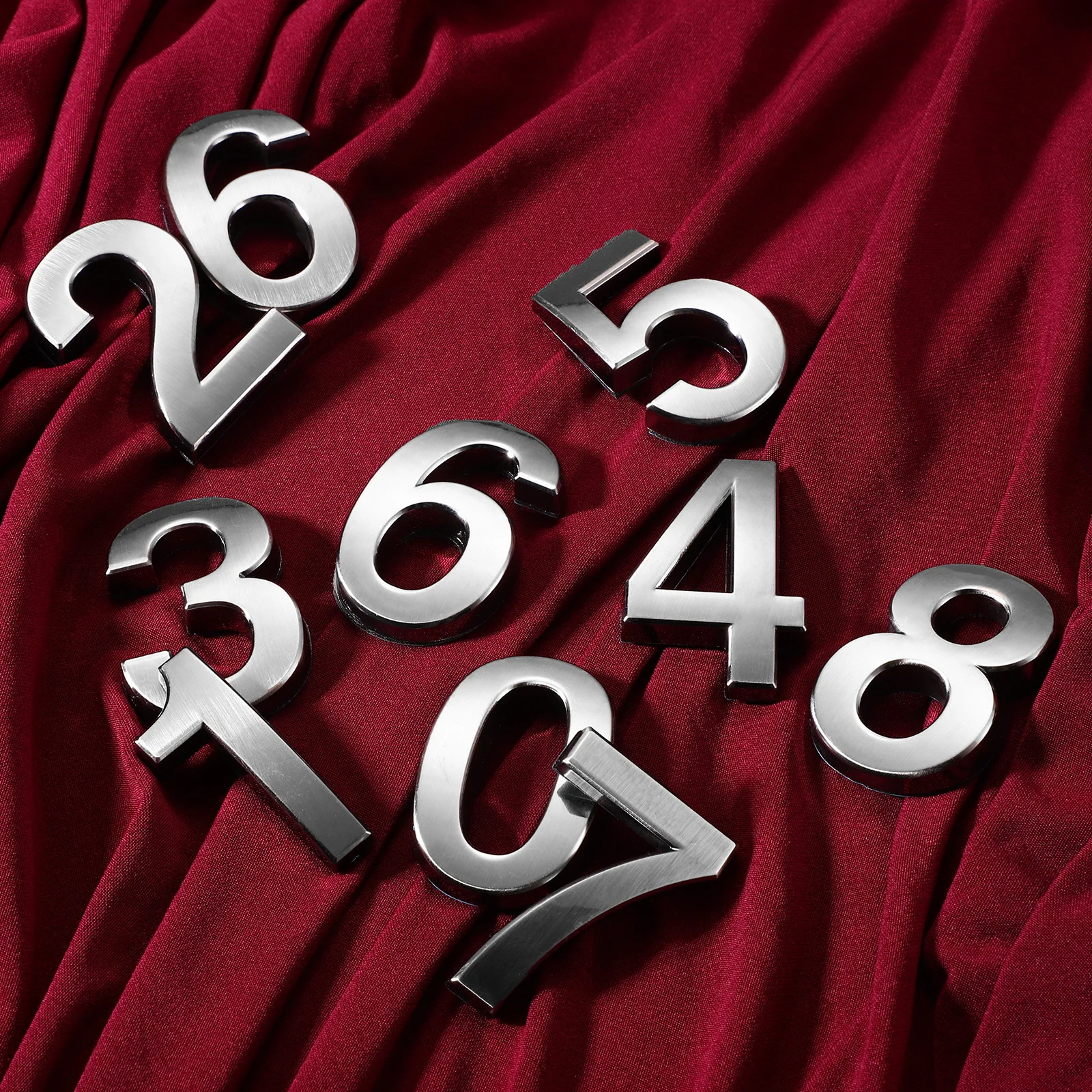 

Metal House Numbers Self Adhesive Modern Mailbox Sign Door Applique Durable ABS Electroplated Corrosion Resistant Fade Proper