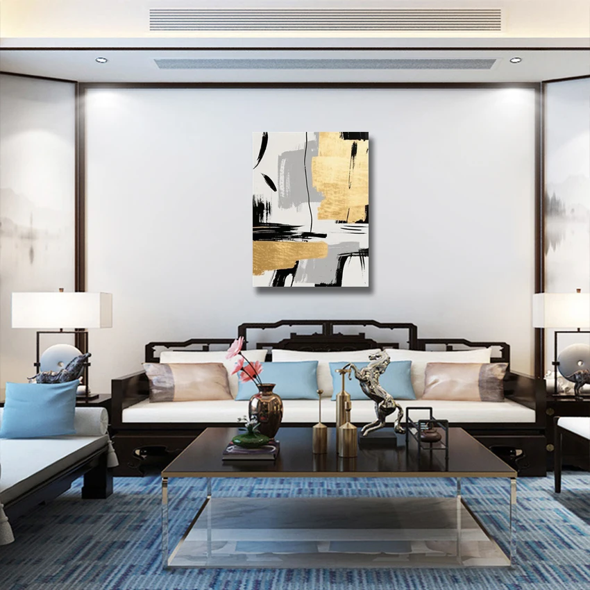 

Абстрактные дизайны настенной живописи, произведения искусства на холсте, картина для украшения спальни без рамки, художественная текстурированная ручная работа из золотой фольги