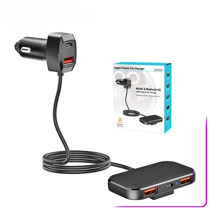 

SC02M Wholesale 60W Power QC Dual 18W Car Rear Seat Car Charger Dual TYPE-C 20W PD Interface