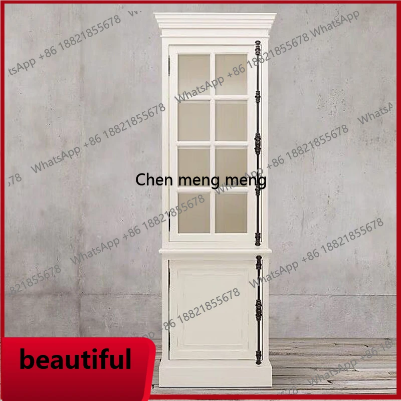 

X Solid wood wine cabinet glass door bookcase dining side cabinet, old and complete single door bookcase