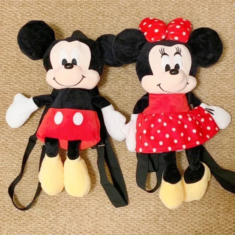 

Cartoon Mickey Mouse Minnie Anime Figure Student Backpack Lovely Soft Stuffed Plush Doll Throw Pillow Children Birthday Gift Toy
