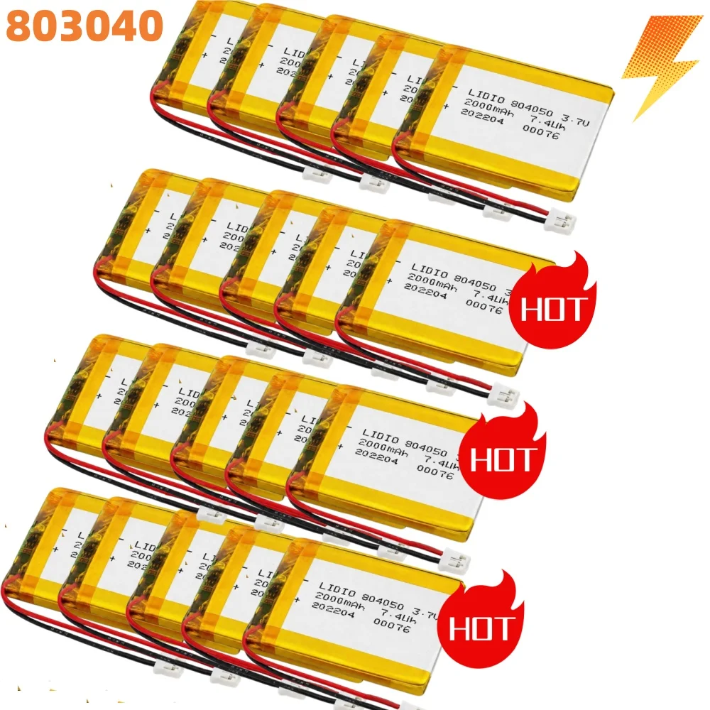 #2000mAh 804050 Lipo Battery 3.7V Li-Polymer Lithium Ion Batteries for Massager Medical Equipment Car Air Filter Loudspeaker