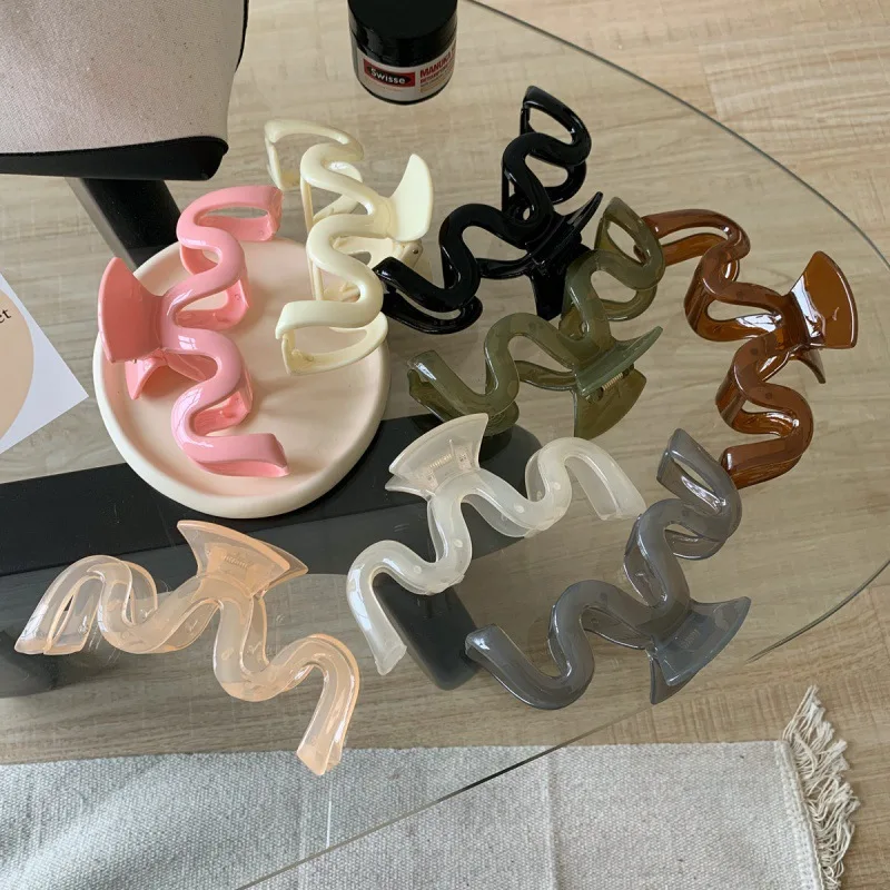 

New Hair Clip Large Acrylic Hair Clip Women's Hair Volume Wave Jelly Color Transparent Hair Clip Fashion Daily Versatile Headwea