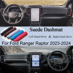 Suede Leather Dashmat Dashboard Cover Pad Dash Mat Carpet Car Accessories Nonslip Sunshades For Ford Ranger Raptor 2023-2024