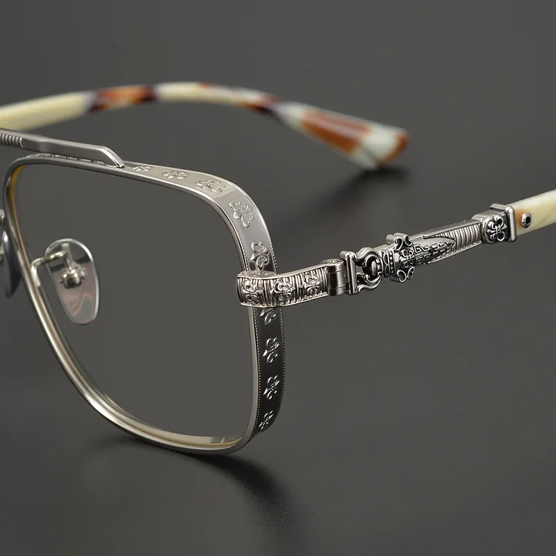 Versatile pure titanium square frame sunglasses frame