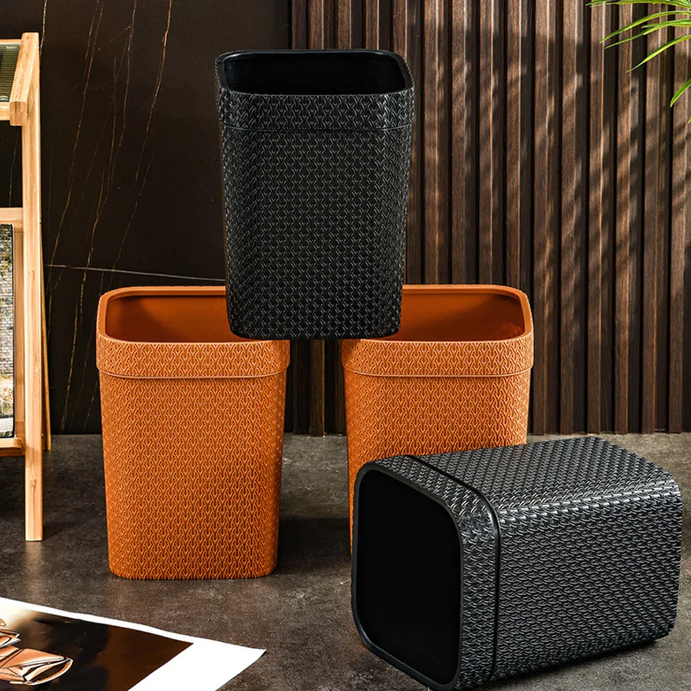 

Rattan Trash Can Waste Paper Bucket Tall Garbage Woven Basket Plastic Household Container Large Capacity Storage Bathroom