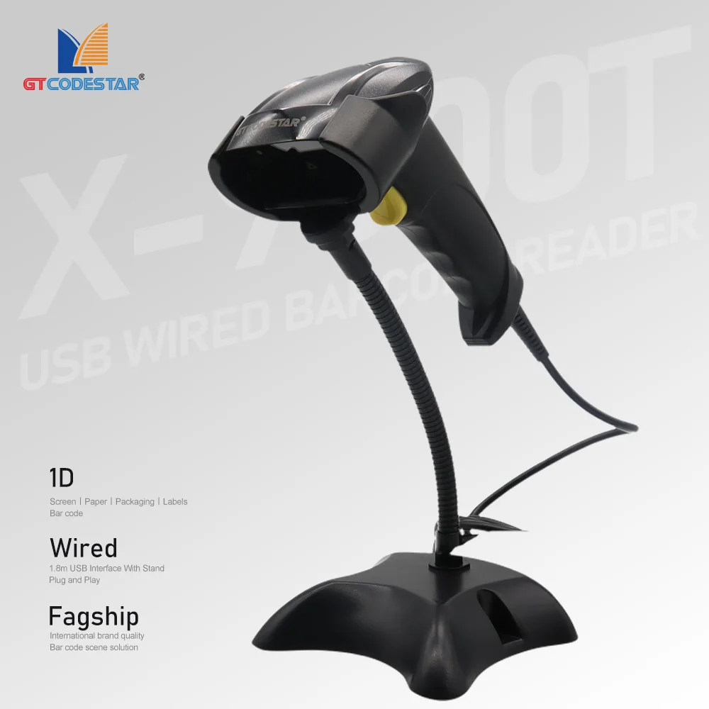 GTCODESTAR Wired  Barcode Scanner 1D  Laser Bar Code Reader Handheld Barcode Scanner With Factory Price