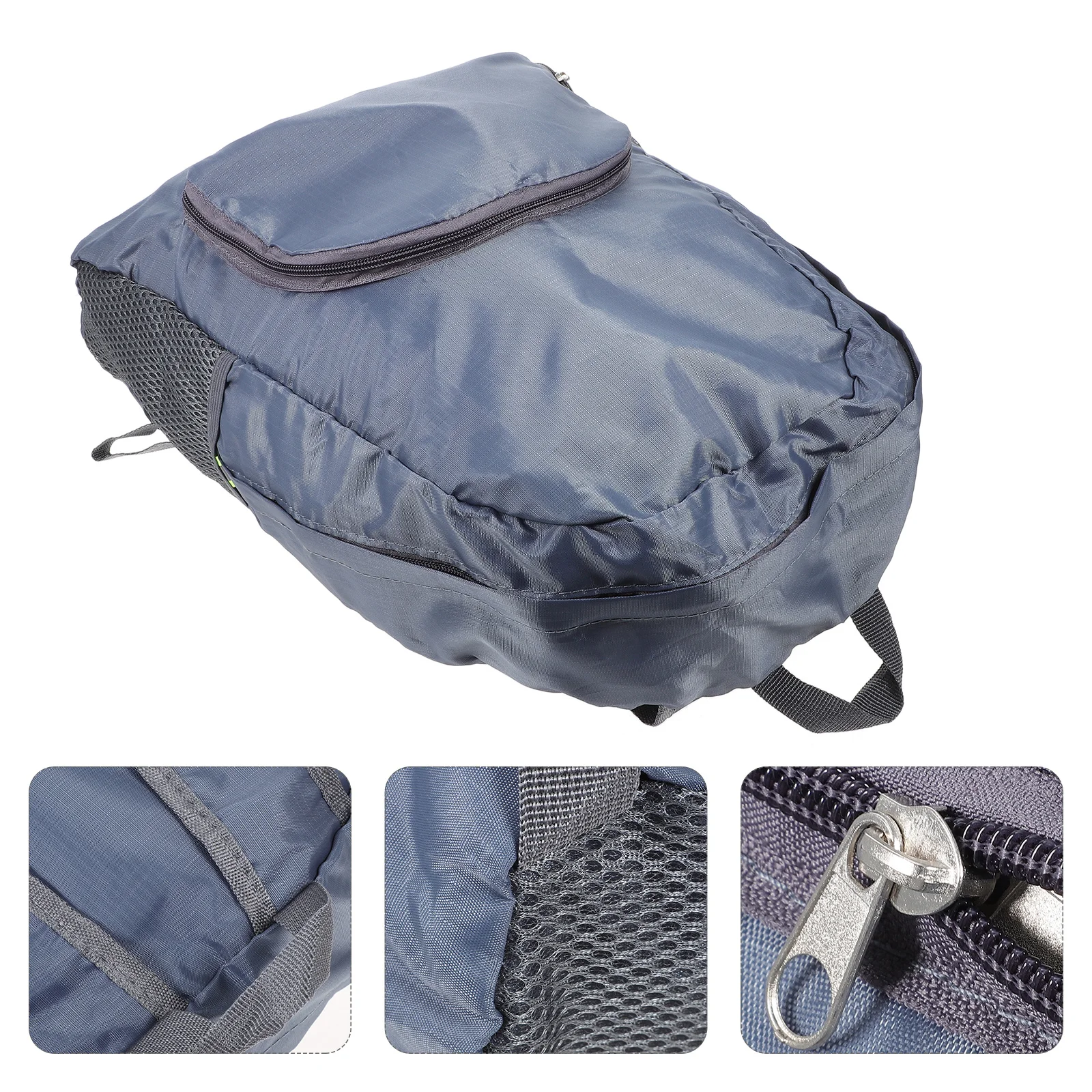 

Folding Shoulder Bag Waterproof Outdoor Backpack Lightweight Zipper Large Capacity Travel Bag Grey Durable Cloth Material For