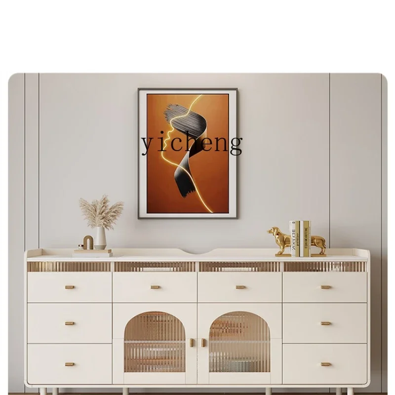 

ZC Cream Style Stone Plate Chest of Drawers Household Storage Cabinet Integrated Wall Bedroom Locker of Bed End