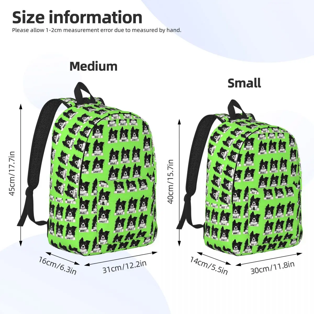Border Collie What Stickers And Gifts Backpack Daypack Large Capacity Children BookBag School Bag Shoulder Bags for Men Women