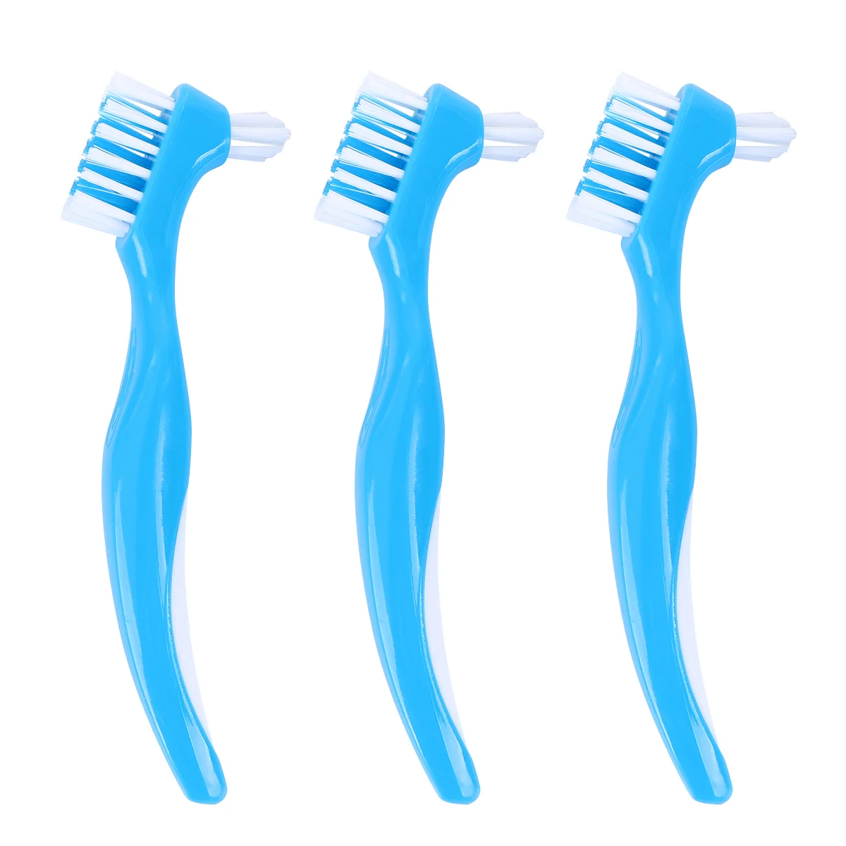 3 PCS False Teeth Denture Brush Double Sided Toothbrush Cleaner Blue Cleaning Child