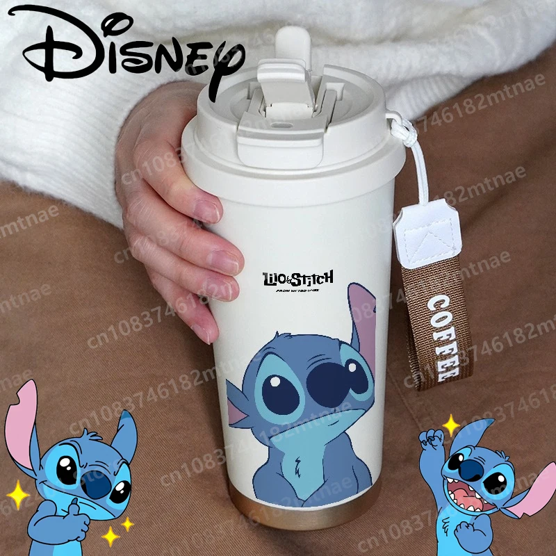 

Cartoon Stitch Picture Pattern Thermos Cup Double Drink Straw Cup 304 Stainless Steel Large Capacity Student Office Supplies