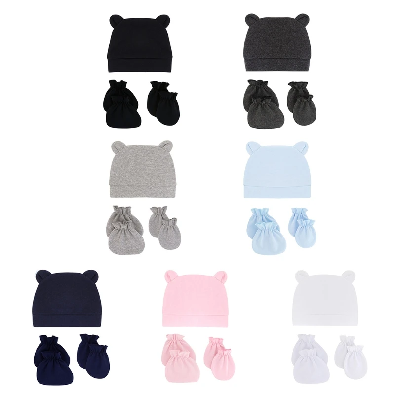 Soft Cotton Newborn Baby and Mitten Socks Set Breathable Infants Cloth Dropship