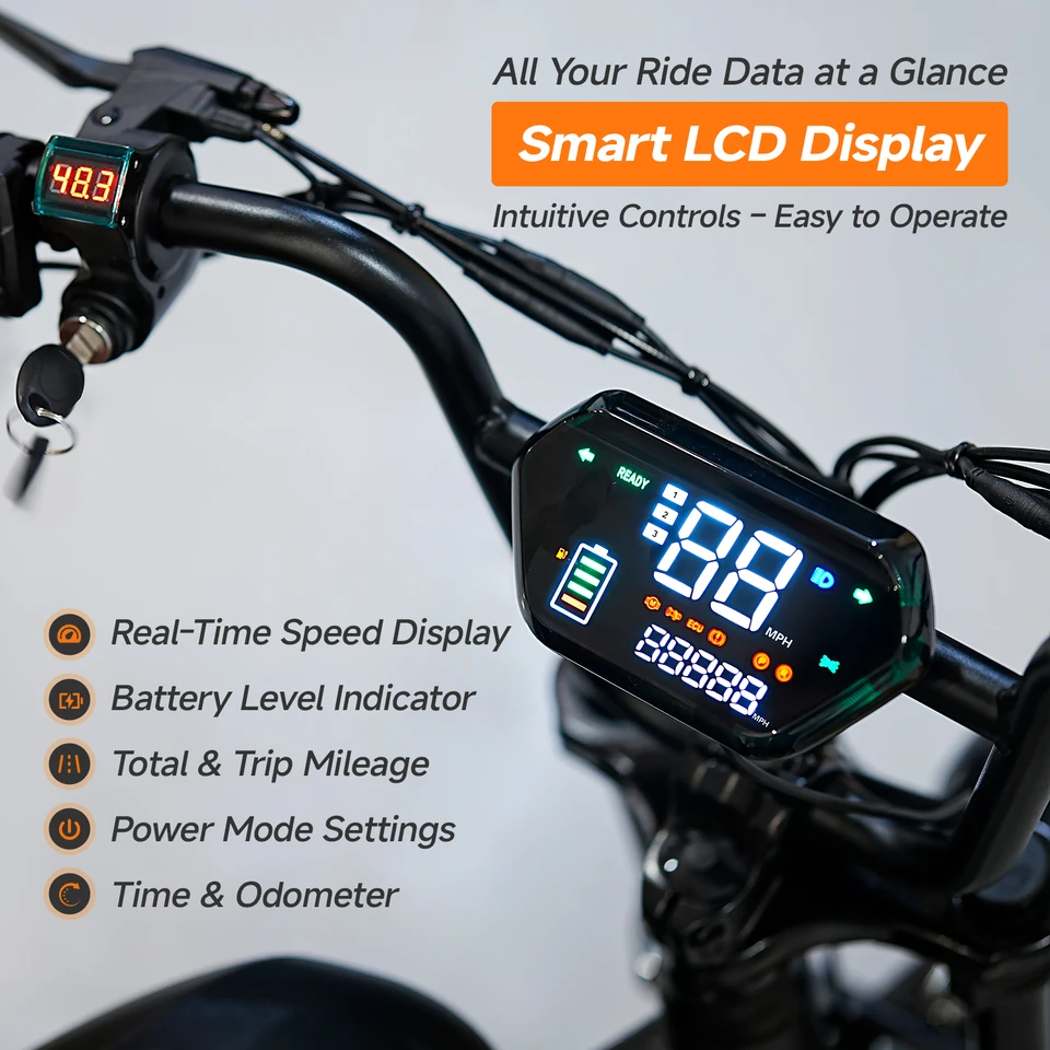 QNUT BK20 Electric Bicycle for Adults 1500W 48V 18AH Battery 20*4.0' Fat Tire Electric Dirt Bike All-Terrain Vintage EBike Off-Road Retro Mountain EBike image 6