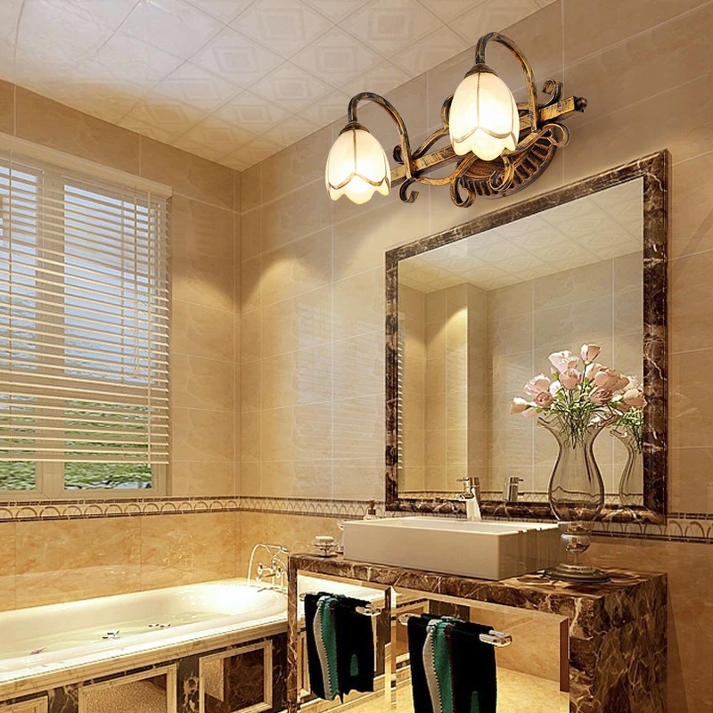 American Style LED Mirror Headlights European Style Bathroom Wall Lamp Dressing Table Mirror Cabinet Lights Makeup Wall Lights