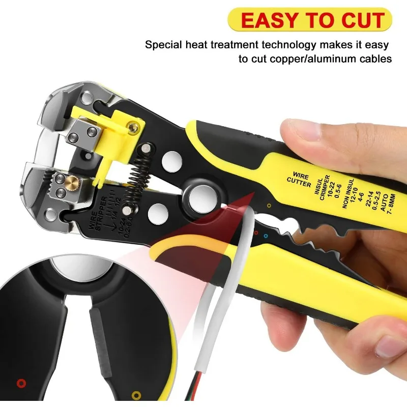 Wire Stripper Multifunctional Wire Stripping Pliers Adjusting Insulation Wire Stripper for Wire Stripping, Cutting, Crimping