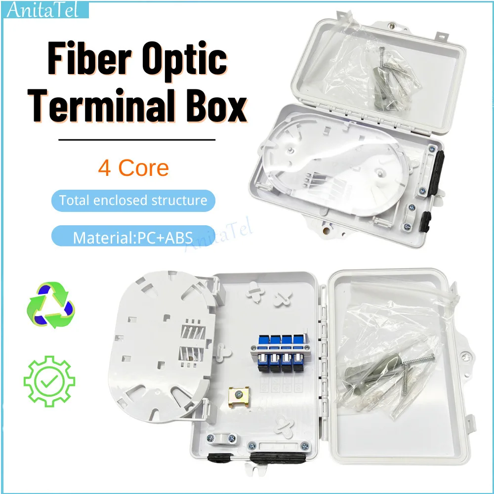 

5Pcs Box FTTH Core Termination 4 Port Optical Distribution FTTX Fiber Optic Adapter UPC