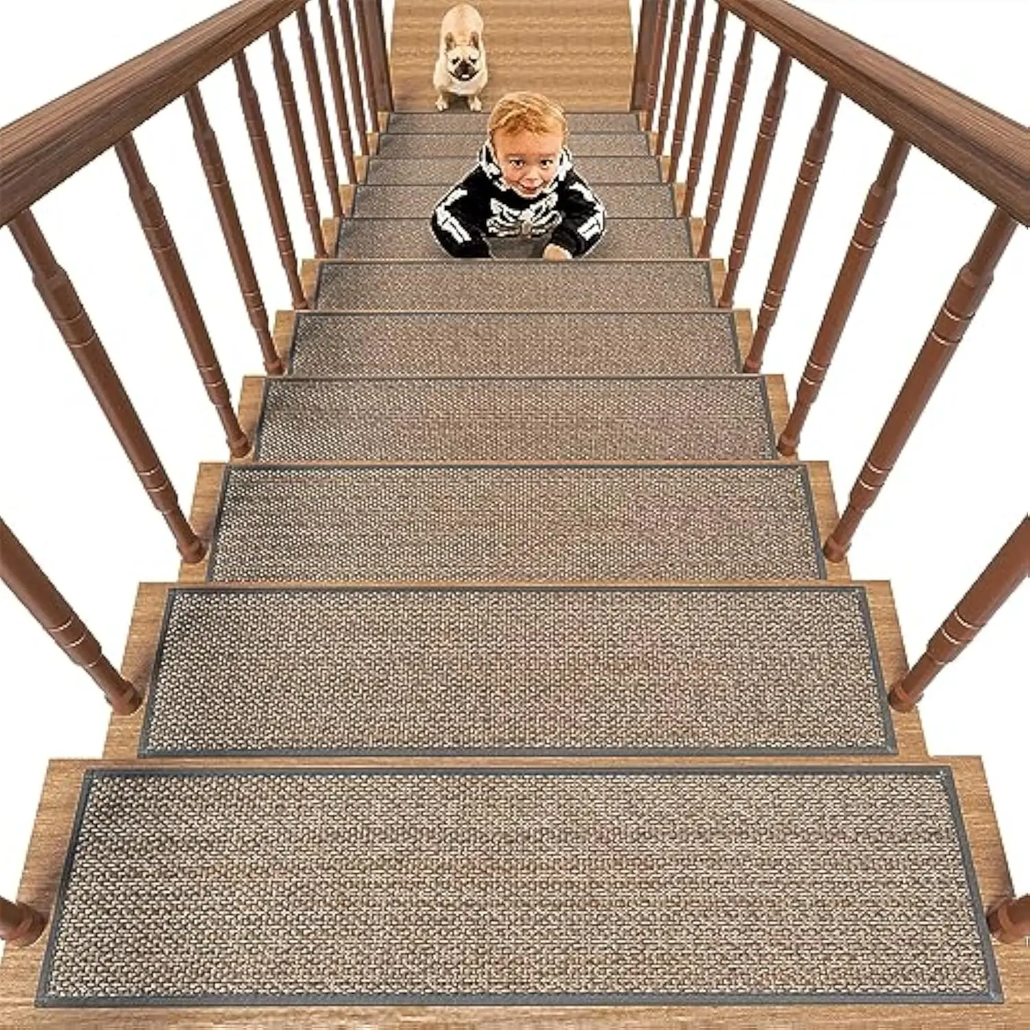 Non Slip Stair Tread Rubber Backing and Super Absorbent Stepping Carpet Stair-Runners for Wooden Steps Residue Free Carpet