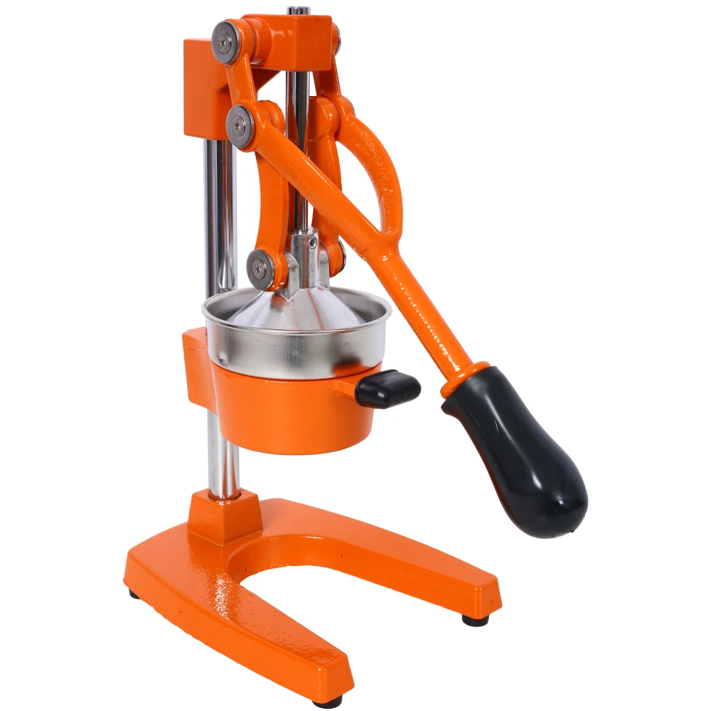 Orange Cast Iron Citrus Juicer, Extra Large Commercial Manual Hand Press Squeezer, Heavy Duty Countertop Fruit Extractor for Fresh Orange Lemon Juice Home Bar Catering Use