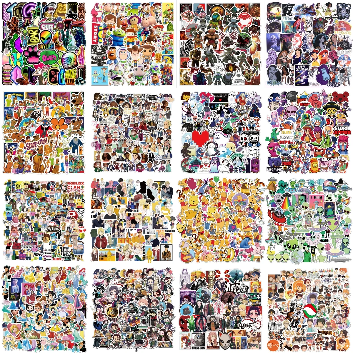 50/100/200/400/PCS/Set Not Repeating Anime Mixed Comic Stickers Phone Fridge Luggage Skateboard PVC Waterproof Cartoon Stickers