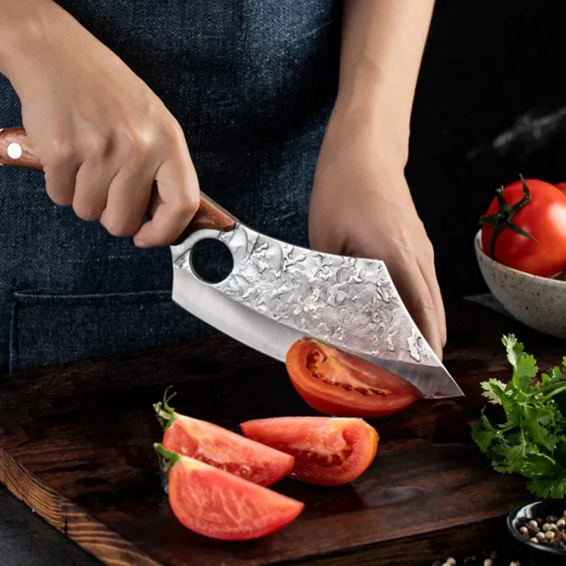 Butcher Boning Knife Chef Cleaver Meat Chop Vegetable Kitchen Knives Hand Forge Blade Wood Handle Barbecue Knife Utility Cleaver