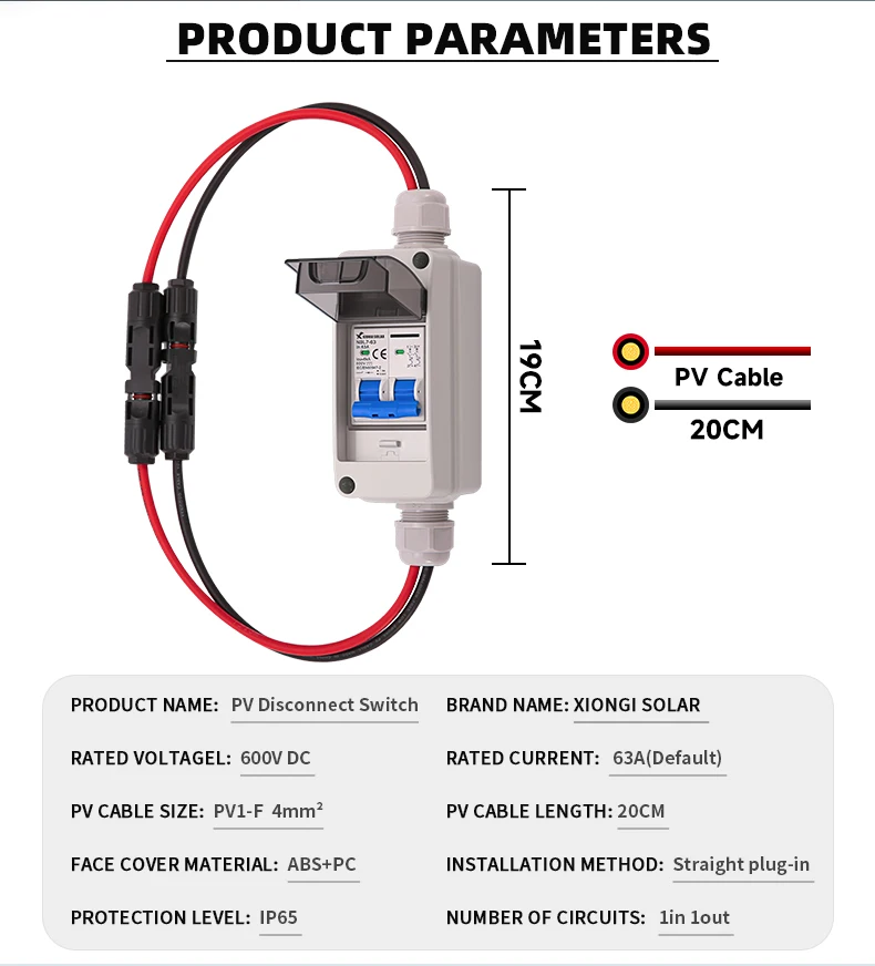 DC PV Trennschalter-Box mit DC 600V 63A MCB IP65 HT 2-Wege Wasserdichte Box 1 Ein 1 Aus Solar Photovoltaik PV Kombinationsbox – Detail 3