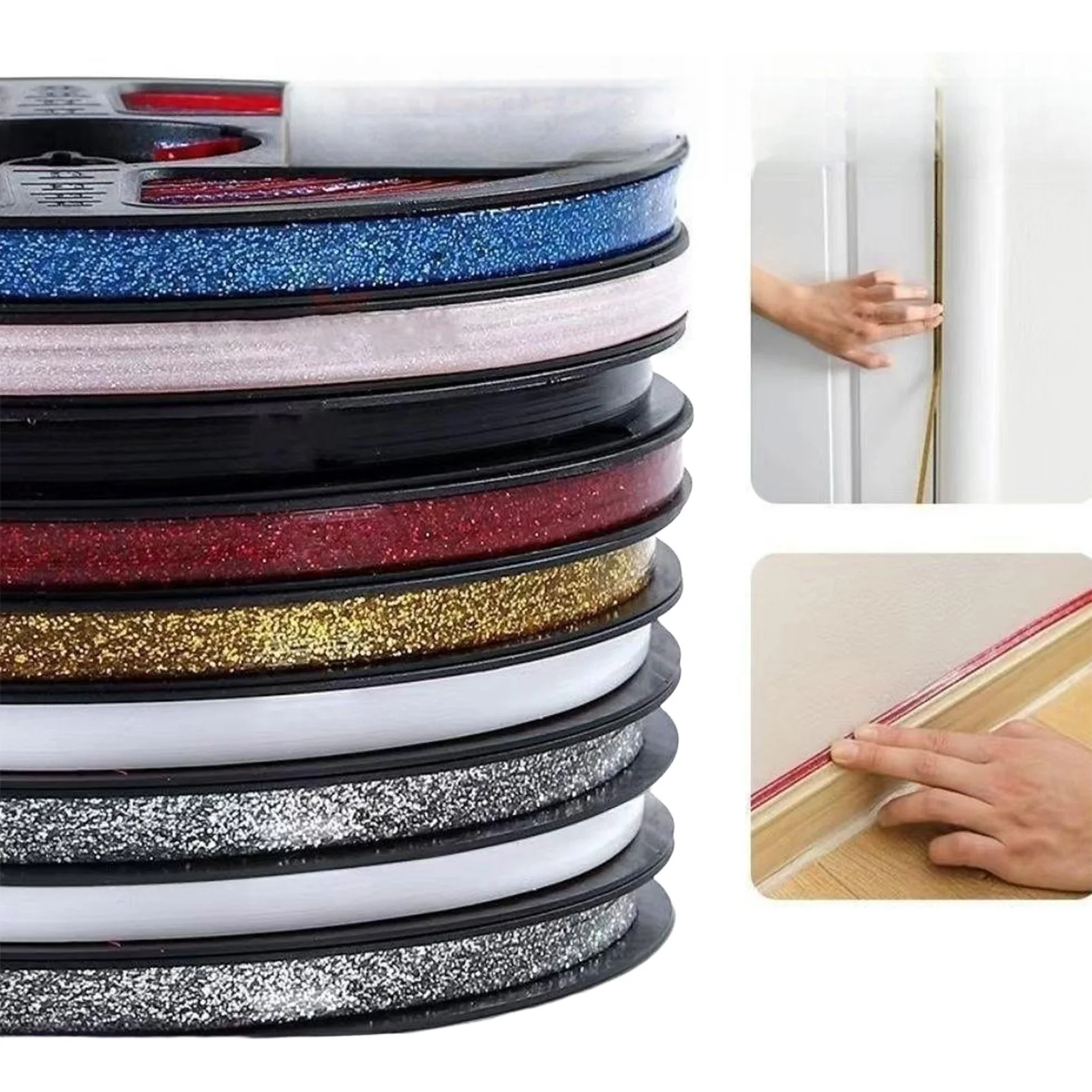 Self Adhesive Tile Trim Strip Polyurethane Elastic Fiber Waterproof Decorative Edge Banding Multi Color for Home Renovation