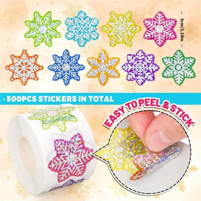 100-500pcs Glitter Colorful Snow Stickers Party Christmas Gift Wrapping Label Children Scrapbook Stationery Stickers