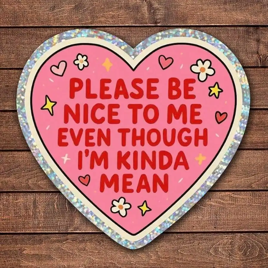 5/2/1pc 'Please Be Nice to Me Even Though I'm Kinda Mean' Vinyl Sticker - Cute Motivational Animal Design for School Supplies - Detail 1