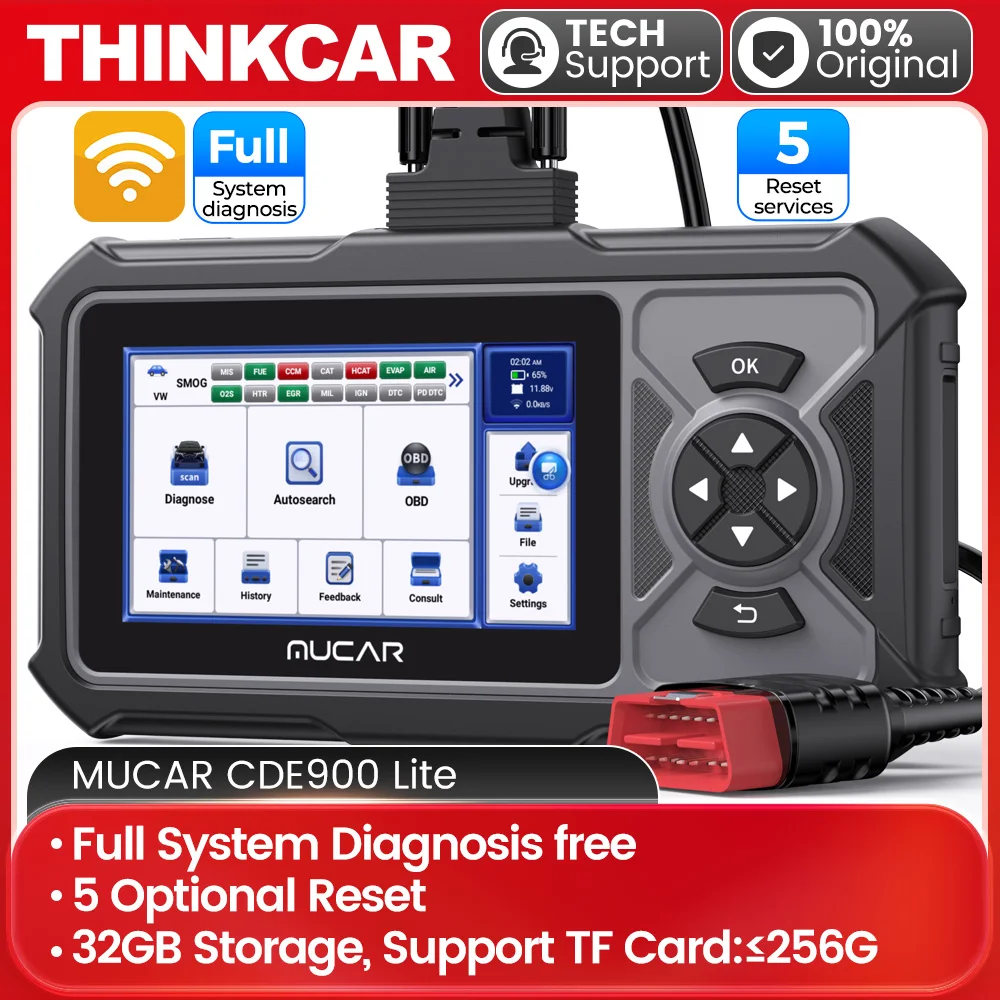 

MUCAR CDE900 Lite OBD2 Scanner Full System Diagnostic Tool Free for Life Oil/EPB/SAS/ETS 5 Selected Reset VS THINKSCAN Plus S7