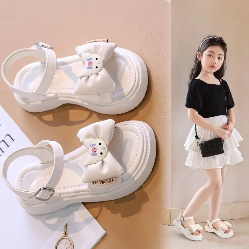 달콤한 여름 아기 샌들 2025 새로운 귀여운 카와이 Sanrioanime Kuromi 공주 캐주얼 신발 소녀를위한 사랑스러운 선물 슬리퍼