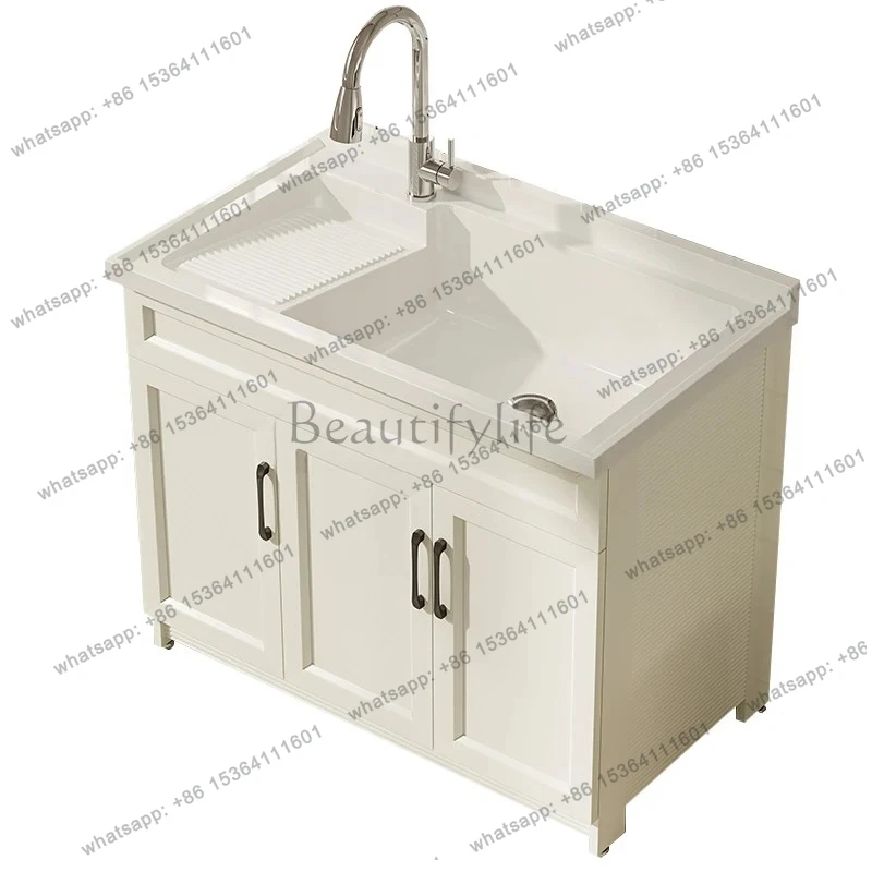 balcony laundry cabinet combination household laundry pool basin large sink with rubbing board integrated cabinet waterproof