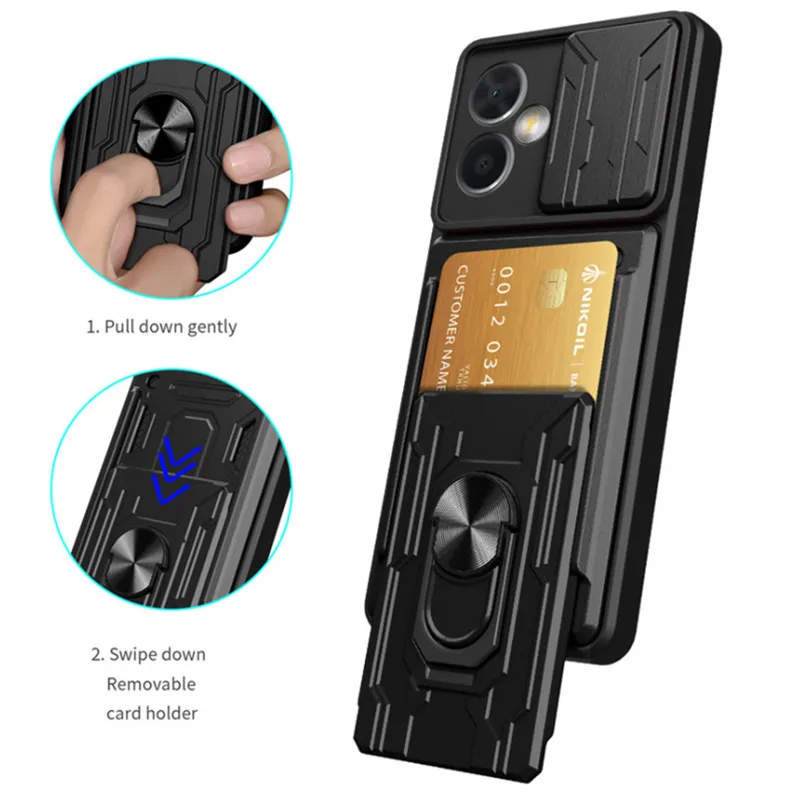 For Xiaomi Poco X5 Pro 5G Case Magnetic Holder Armor Card Slot Bracket Phone Cases For Poco X5Pro PocoX5 Pro Poko X 5 Back Cover