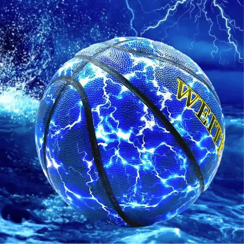 7# Lightning Pattern Basketball PU Leather Wear-resistant High Quality Outdoor Indoor Training Ball Adults Youth Basketballs