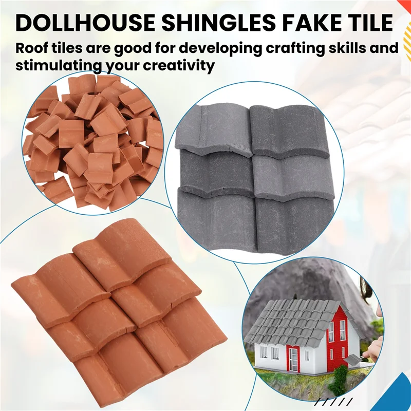200 قطعة بلاط السقف بناء مجموعة البلاط المصغر دمية صغيرة Shingles بلاط وهمية المشهد حديقة Diorama تسقيف-Y44A